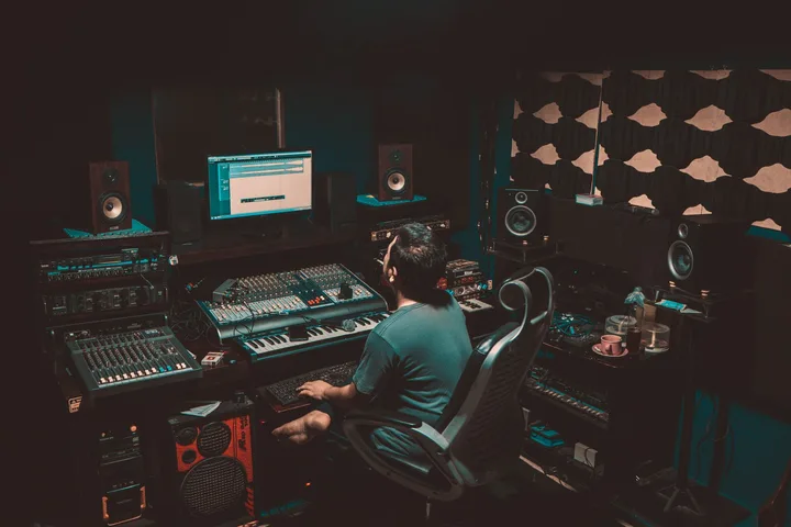 Podcast engineer at work