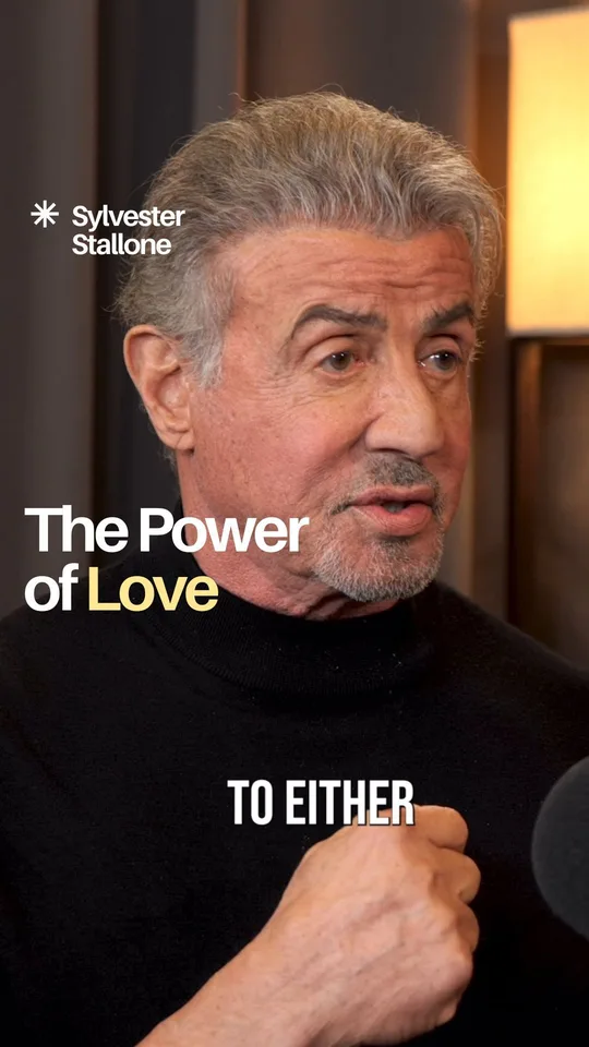 Sylvester Stallone in a captioned podcast reel